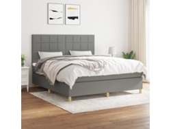 Cama Box Spring Con Colchón Tela Gris Oscuro 160x200 Cm