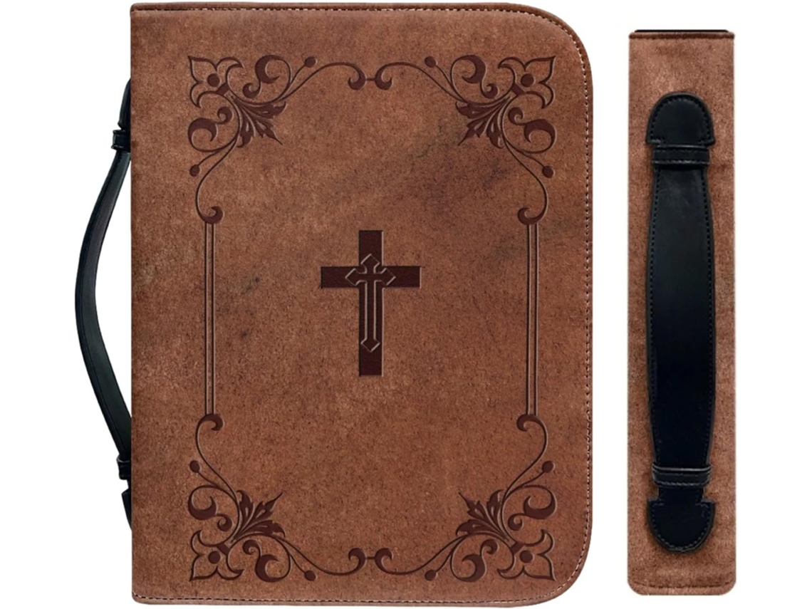 Estuche de PU para Biblia con cremallera y asa | Resistente al agua con correa, material de calidad, protección elegante Gokoco