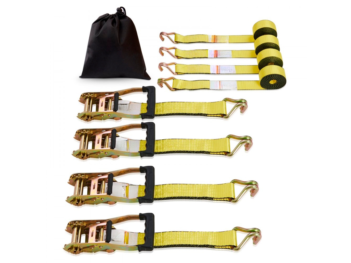 Juego de Correas de Amarre con Trinquete y Ganchos Dobles para Transporte Seguro Tekmaquinas