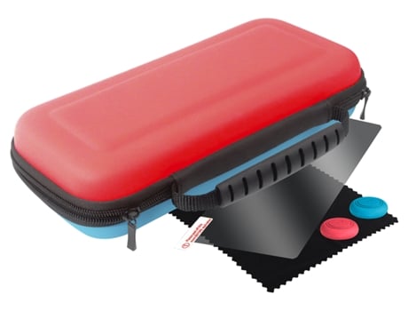 Funda + Vidrio templado + 2 Thumbs OLED BLACKFIRE Fresh Pack Nintendo Switch Azul y Rojo