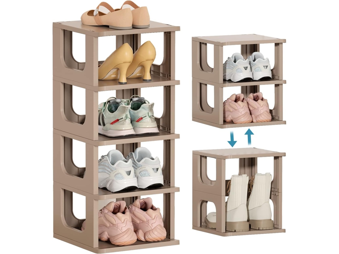 NEVEANCE Zapatero apilable y ajustable de 5 niveles, estilo hogar, antideslizante, resistente y duradero, ideal para la entrada.