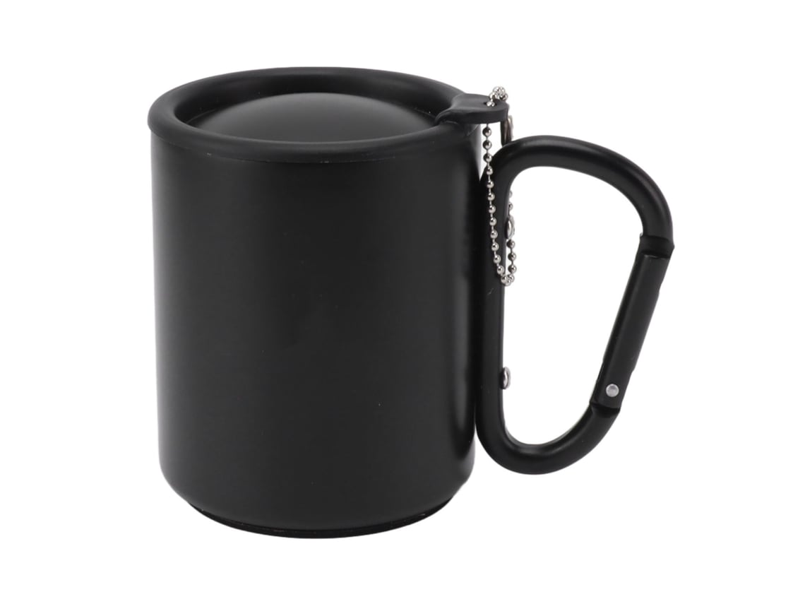 Vaso de acero inoxidable de doble capa, antideslizante, práctico y aislante, ideal para camping, color negro, 220 ml