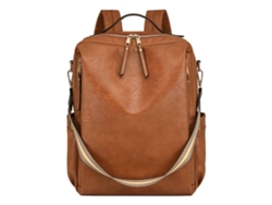 Mochila elegante para mujer, ideal para viajes, oficina y compras. Ligera, fabricada en piel sintética, perfecta para el colegio y uso informal. De color marrón amarillento.
