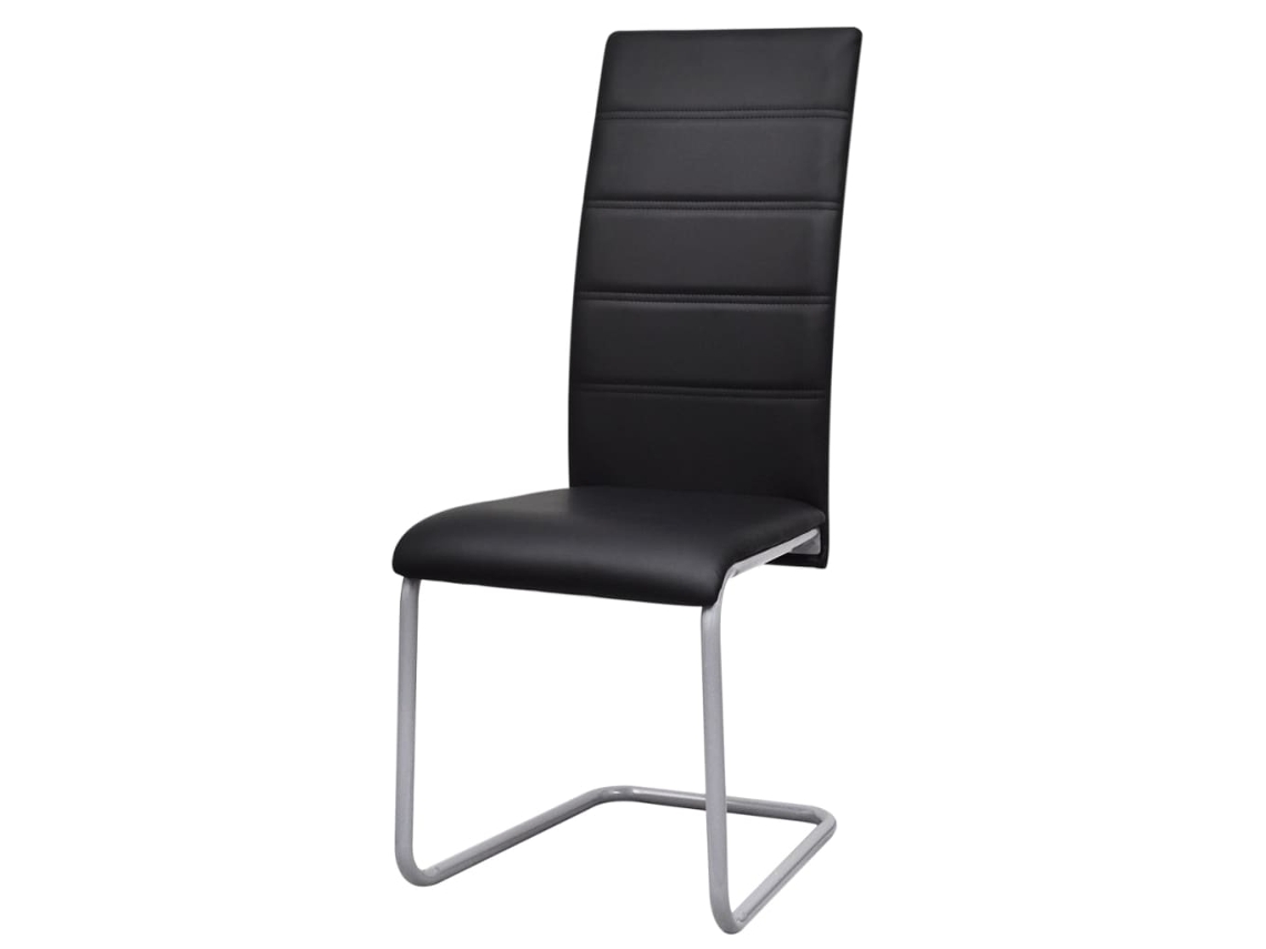 6 sillas de comedor | Silla de comedor | Silla de cocina voladiza de piel sintética negra