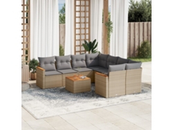 Conjunto de 9 sofás de jardín con cojines de mimbre beige de Dkd Home Decor