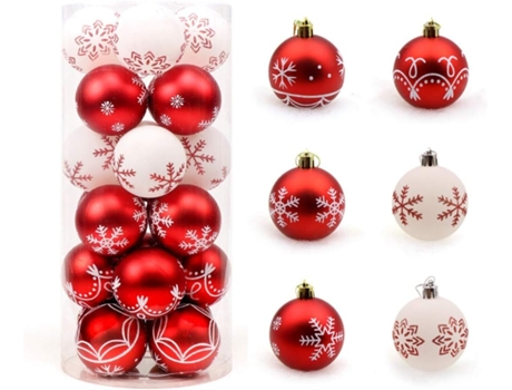 24 Uds. De adornos navideños de 6cm de plástico inastillable, decoraciones para árboles de Navidad, bolas de Navidad, adornos colgantes