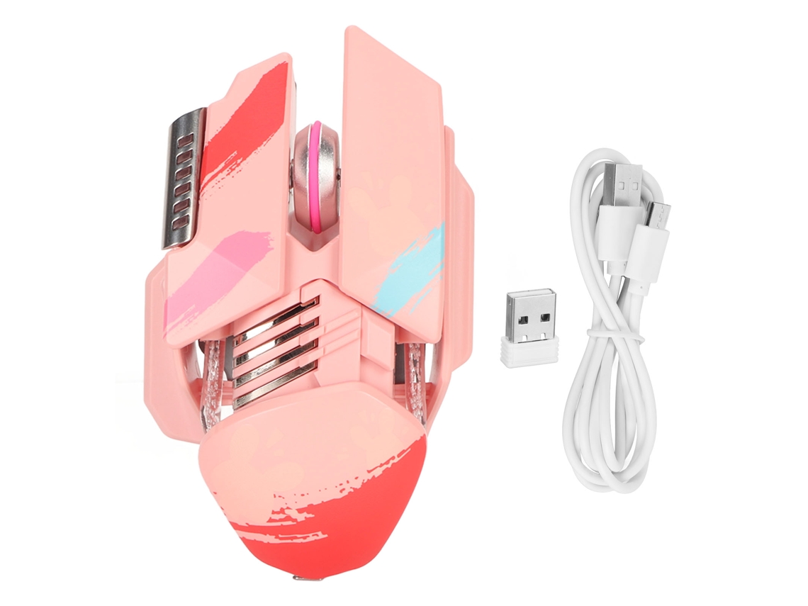 Mouse Bluetooth 5.0 3.0 2.4ghz 3 Modos Conexão Silencioso Dpi Ajustável Rgb Recarregável Para Pc Rosa