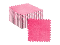10 Alfombrillas De Felpa Entrelazadas Tipo Puzle, Antideslizantes, 30x30cm, Rojo Y Rosa.