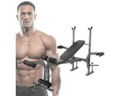 Banco de pesas con respaldo ajustable, solución integral para el entrenamiento físico, color negro.
