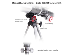 Telescopio refractor astronómico para niños y adultos principiantes, apertura de 50 mm, aumento de 60x, con trípode ajustable - Regalo de cumpleaños
