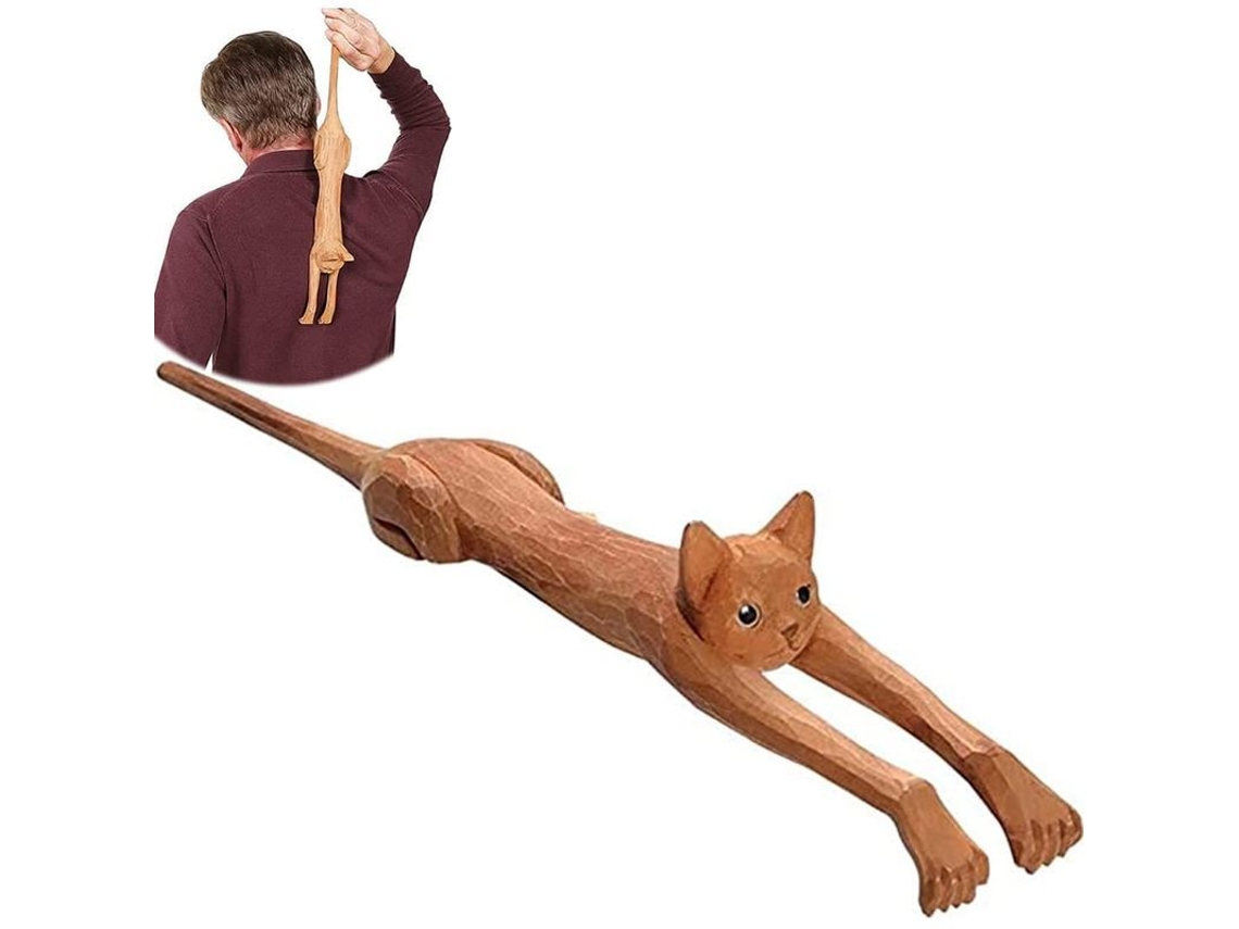 Raspador De Espalda Con Forma De Gato, Huella De Gato De Madera Grabada A Mano, Masajeador De Espalda Portátil Para Hombres Y Mujeres.