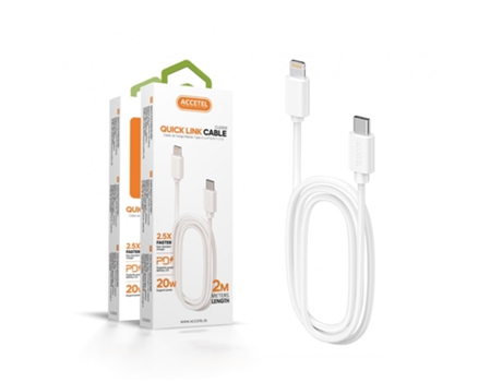 Cable ACCETEL iPhone XR (2 m - Blanco)