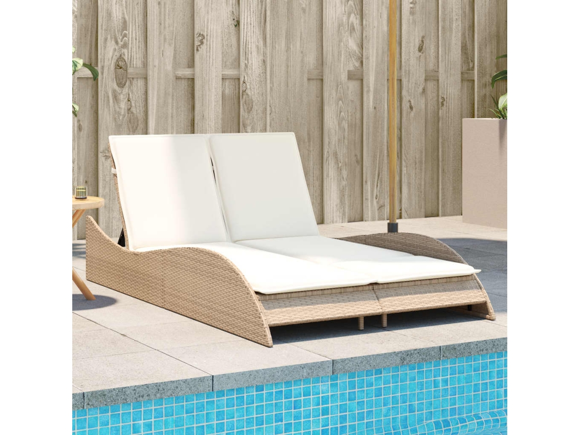 Tumbona HARLANV1 con dosel y cojines, mimbre beige