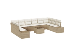 Maison Exclusive - Conjunto De Sofás De Jardín Con Cojín 10 Pcs Beige Y Crema