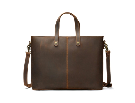 Bolso para computadora de gran capacidad Bolso de mano de cuero genuino para hombre Bolso bandolera grande-Café