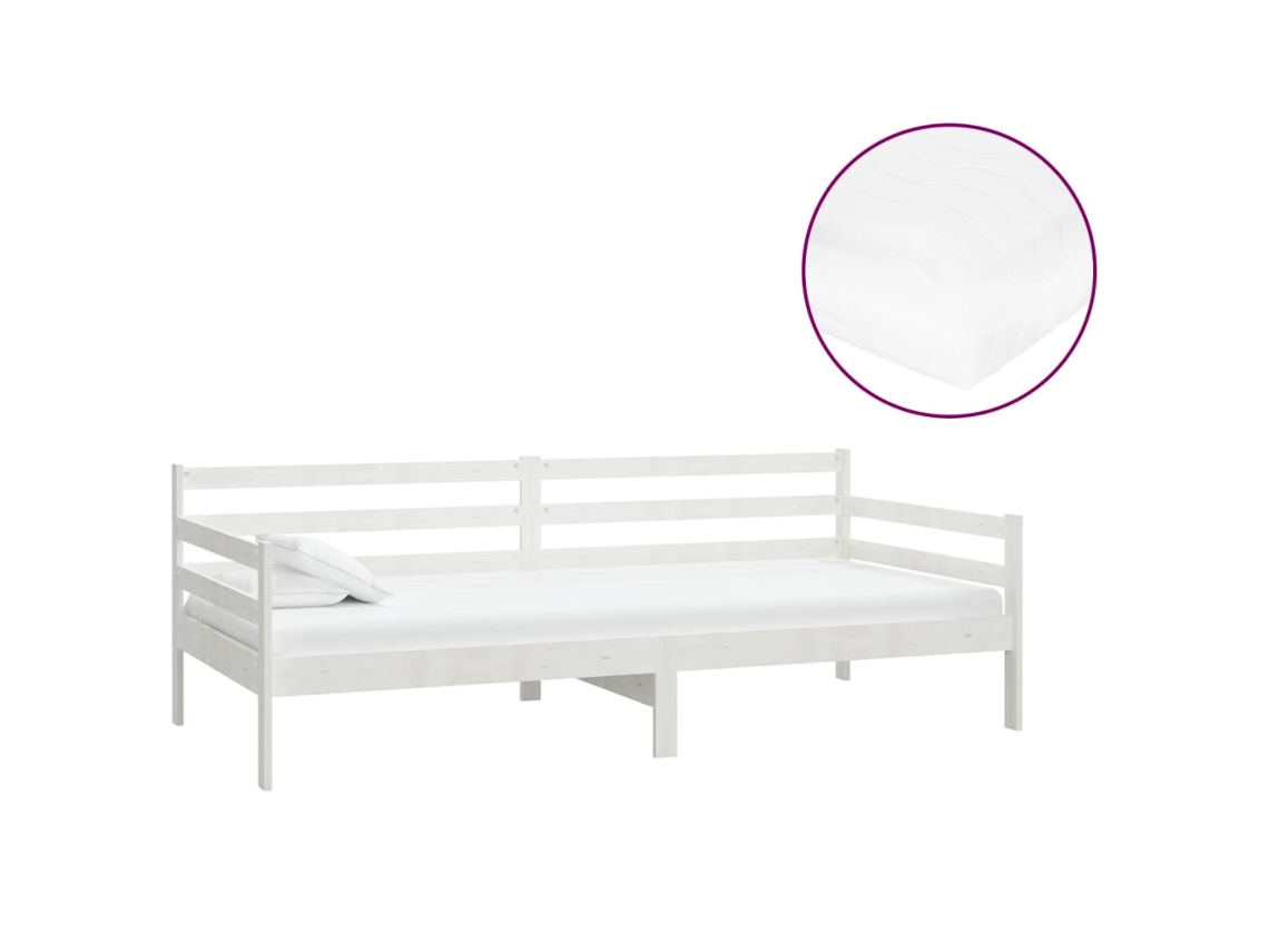 Maison Exclusive - Sofá Cama Con Colchón Madera De Pino Maciza Blanco 90x200 Cm
