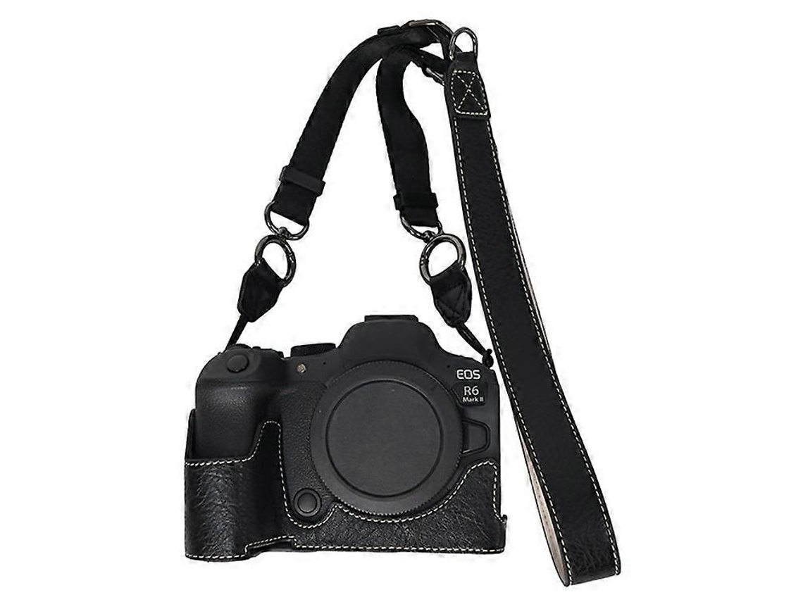 Estuche protector de PU con textura de lichi y correa para el hombro compatible con Canon EOS R6 Mark II/R6/R5