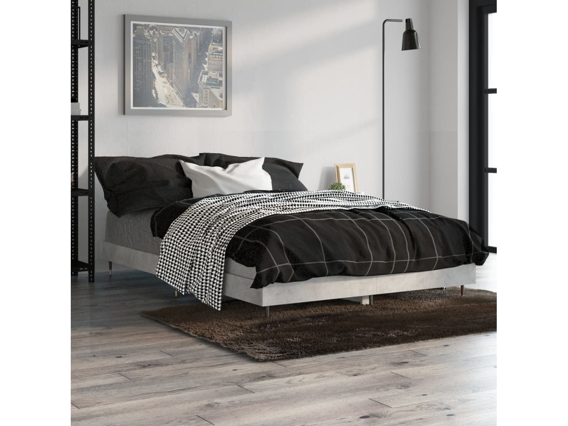 Estructura De Cama Madera De Ingeniería Gris Hormigón 120x190cm