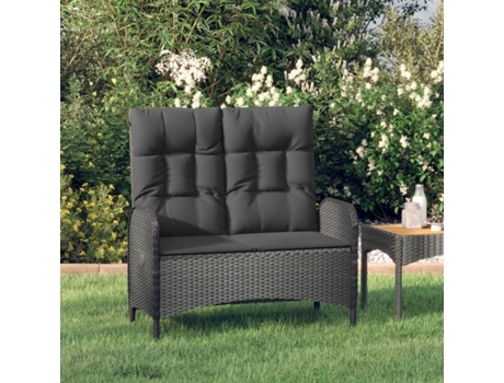 Banco De Jardín Reclinable VIDAXL Negro Poli Ratán (107x62.5x109 )