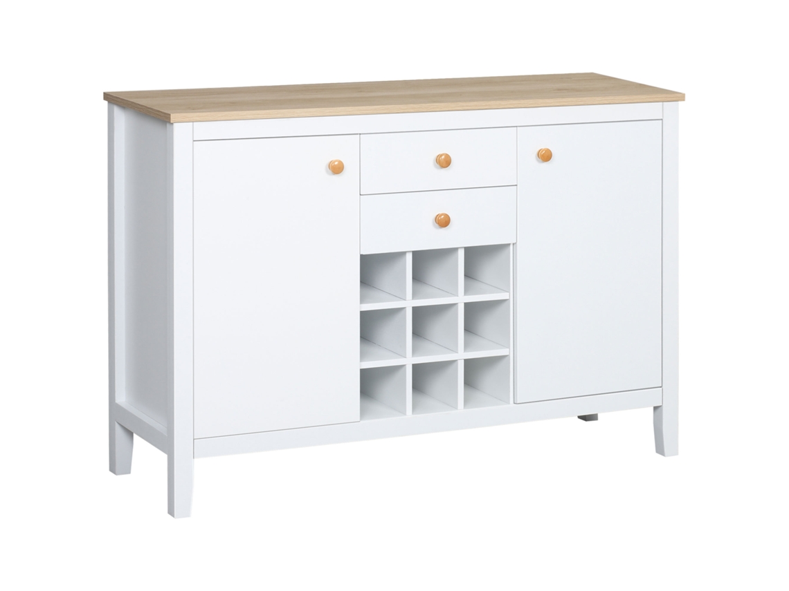 Aparador Cozinha Gavetas Adega Móvel Sala Jantar Branco 110x35x75