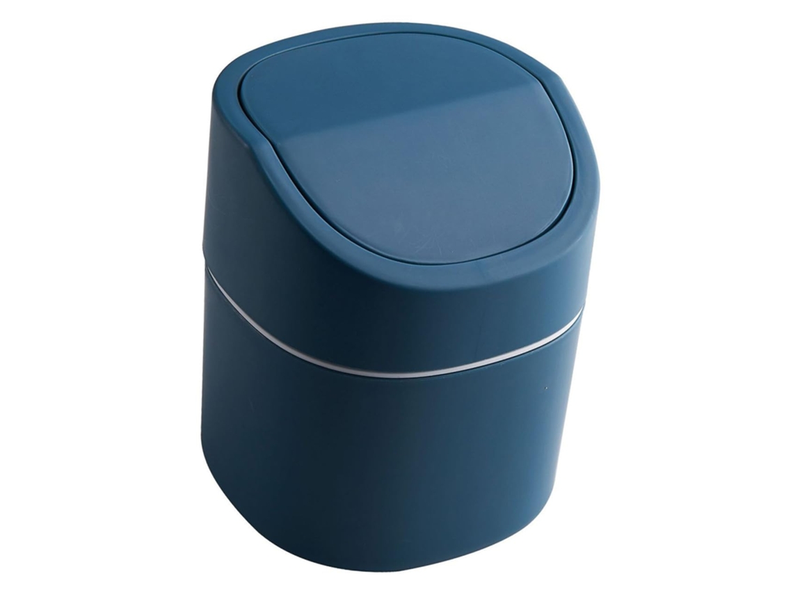 Cubo de basura de mesa pequeño Slowmoose con tapa, azul, práctico.