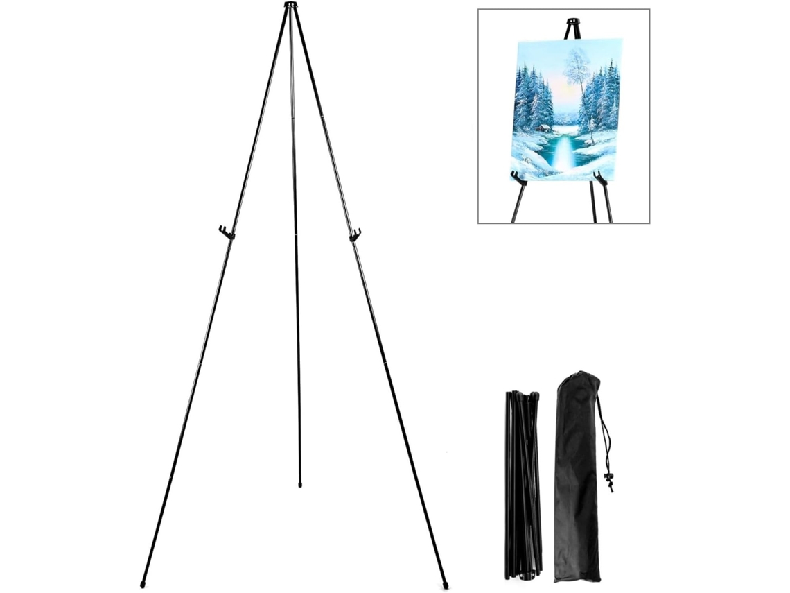 Caballete portatil de metal plegable con bolsa de almacenamiento - 168 cm de altura trípode ajustable Soporte COSHANO