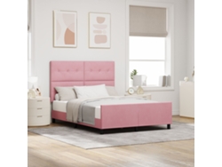 Cama De Matrimonio Lovely Home Plástico Terciopelo Rosa (140x190)