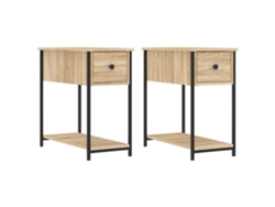 Juego de 2 mesitas de noche de madera de roble Sonoma, EXCLUSIVA MAISON