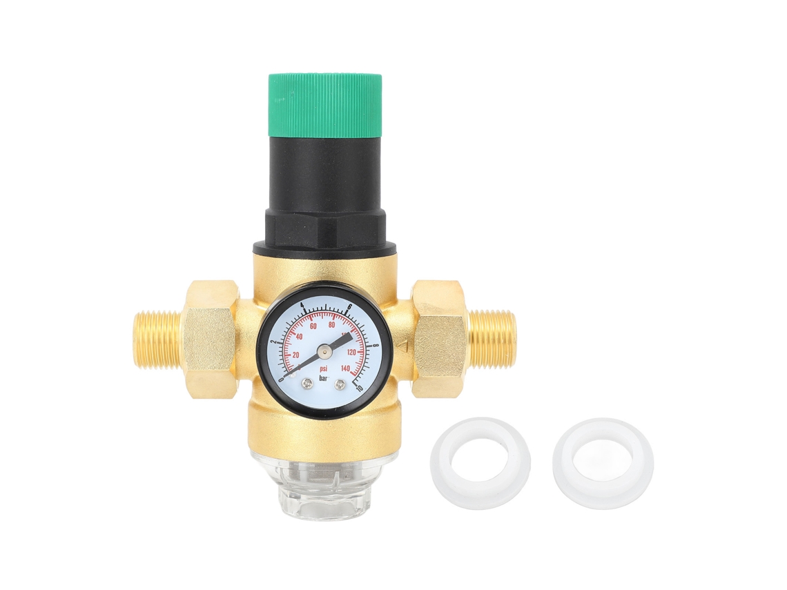 Regulador De Presión De Agua De Latón G1/2 Dn15 Con Manómetro Y Filtro De Malla.