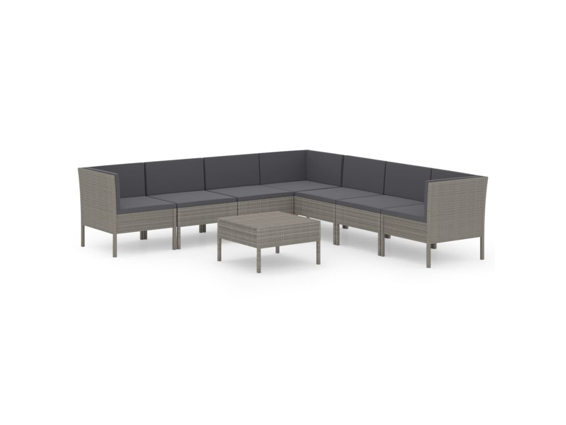 Maison Exclusive - Set De Muebles De Jardín 8 Pzas Y Cojines Ratán Sintético Gris