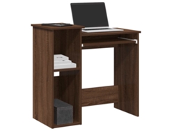 Escritorio | Mesa | Escritorio con estantes, derivados de madera de roble, marrón