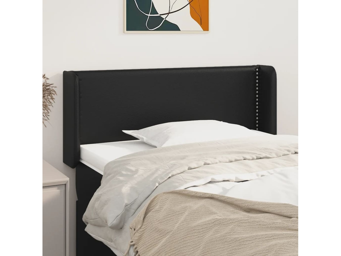 Cabecero De Cuero Sintético Negro 93x16x78/88 Cm