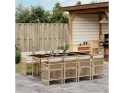 Juego de comedor de jardín de 9 piezas con cojines de mimbre beige de DKD Home Decor