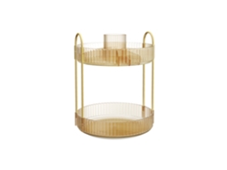 Organizador De Cosméticos Giratorio 360° 2 Niveles Metal Y Pet 23x23x31 Cm - Dorado