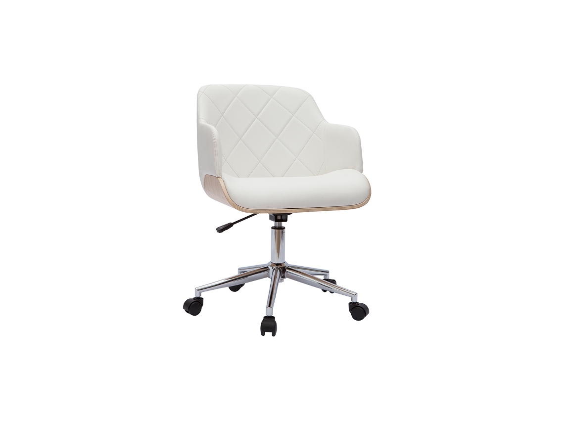 Sillón de Oficina Moderno Blanco Y Madera Clara Sandro MILIBOO