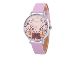 Reloj De Pulsera Rosa De Estilo Coreano Para Mujer, De Cuarzo, Con Correa De Cuero.