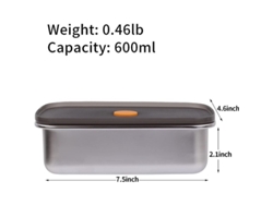 Set De 2 Recipientes De Acero Inoxidable 304, Cajas De Almacenamiento Herméticas Para Comida, 600ml+450ml, Congelación Y Calefacción