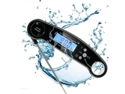 Termómetro Digital Plegable Para Alimentos - Negro, Acero Inoxidable 304, Resistente Al Agua, Para Uso En La Cocina.