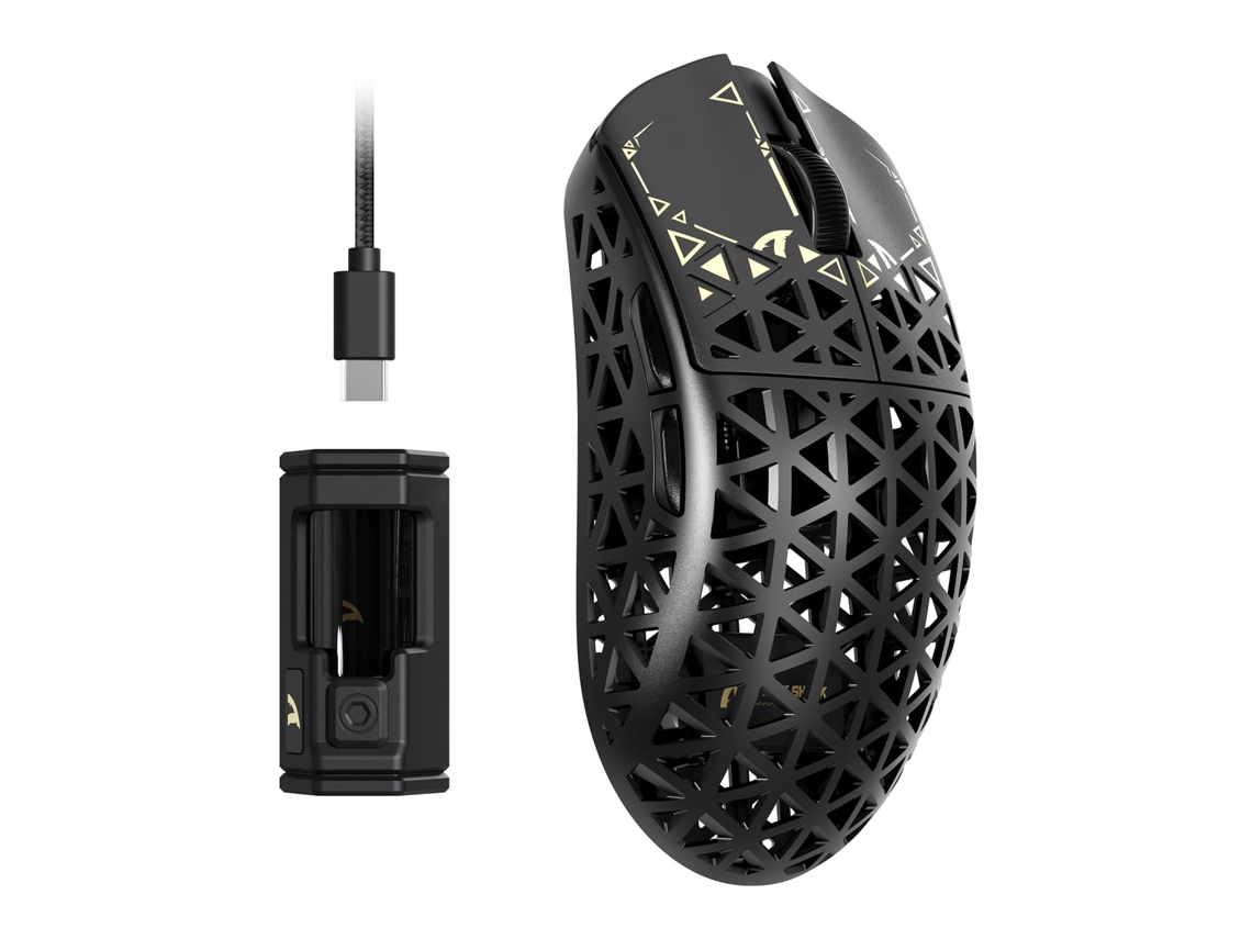 Ratón Gaming Inalámbrico 39g Ultraligero Attack Shark R5 Ultra, Fibra de Carbono, Sensor PAW3950MAX 42K DPI, 2.4G Bluetooth USB-C, Win/Mac