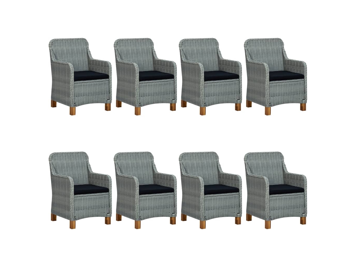 Maison Exclusive - Set Comedor Jardín 9 Pzas Y Cojines Ratán Sintético Gris Claro