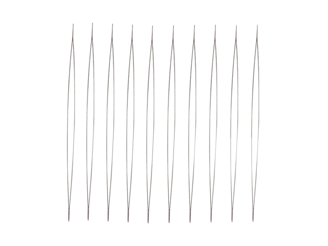 10 agujas de coser con hilo de acero inoxidable, ojo grande, plegables, para bordado y abalorios.