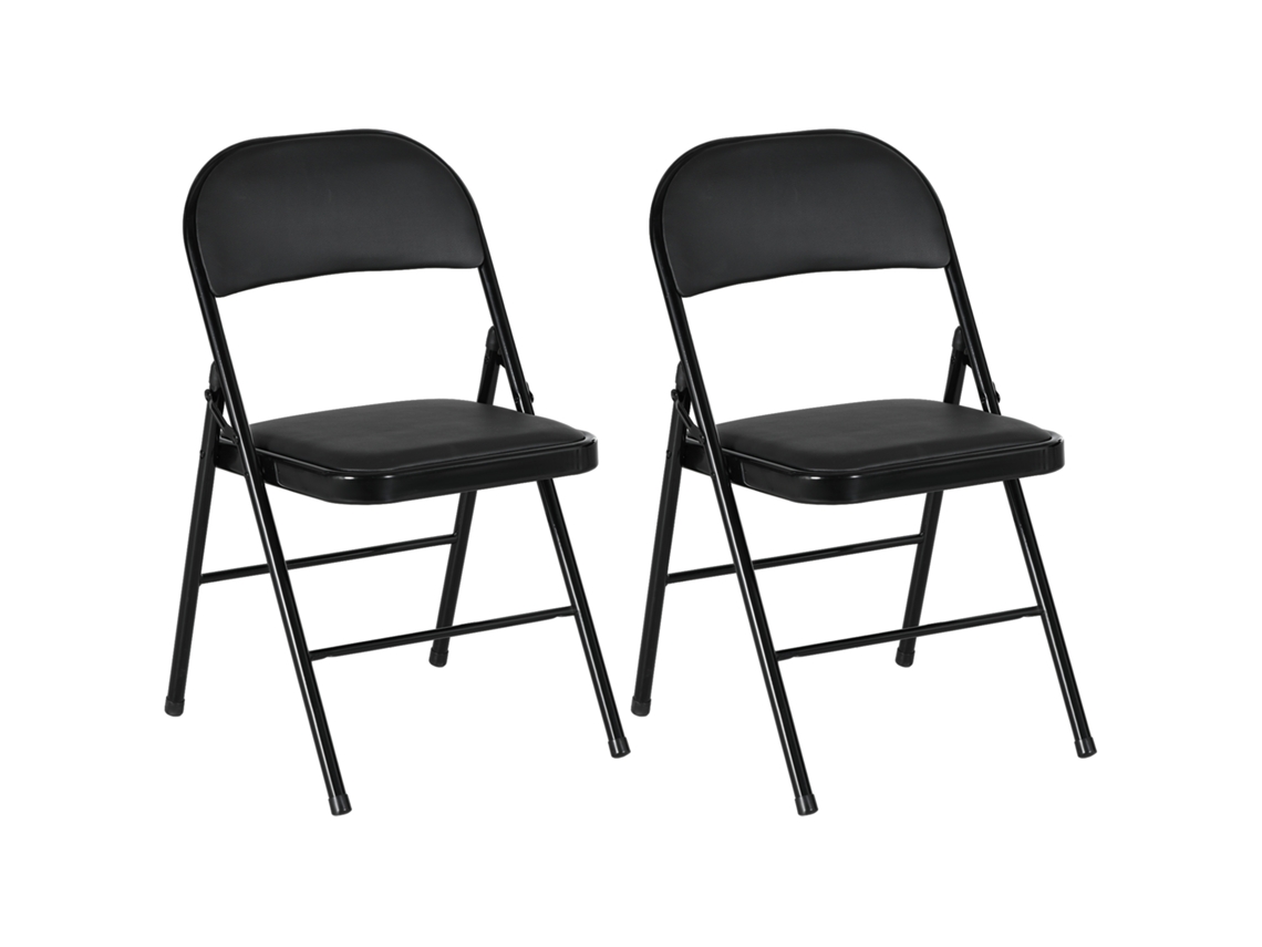 Conjunto 2 Cadeiras Dobráveis Encosto Aço 45x46x78cm Preto