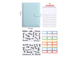 Carpeta de hojas sueltas A5 en piel sintética azul claro MDUG con ocho accesorios