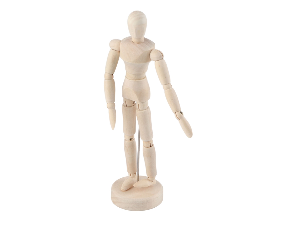 Maniquí Articulado De Madera Sin Acabado Con Base, 20 Cm, Para Decoración Y Dibujo.