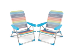 Conjunto De 2 Cadeiras De Praia Dobráveis - Encosto Ajustável E Assento 50 Cm