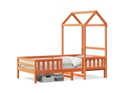 Estructura de cama con techo 75x190 cm pino macizo marrón miel Dkd Home Decor