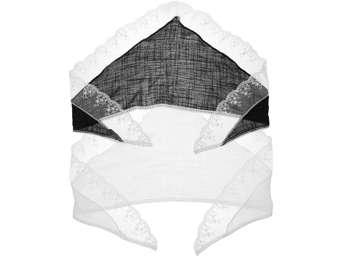 Bufanda Triangular De 2 Piezas Para Mujer Con Estampado De Encaje Floral, Estilo Bohemio, Ligera Y