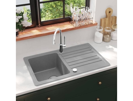 Fregadero VIDAXL Reversible Gris de Granito de Una Cubeta con Escurridor (765 x 460 mm)