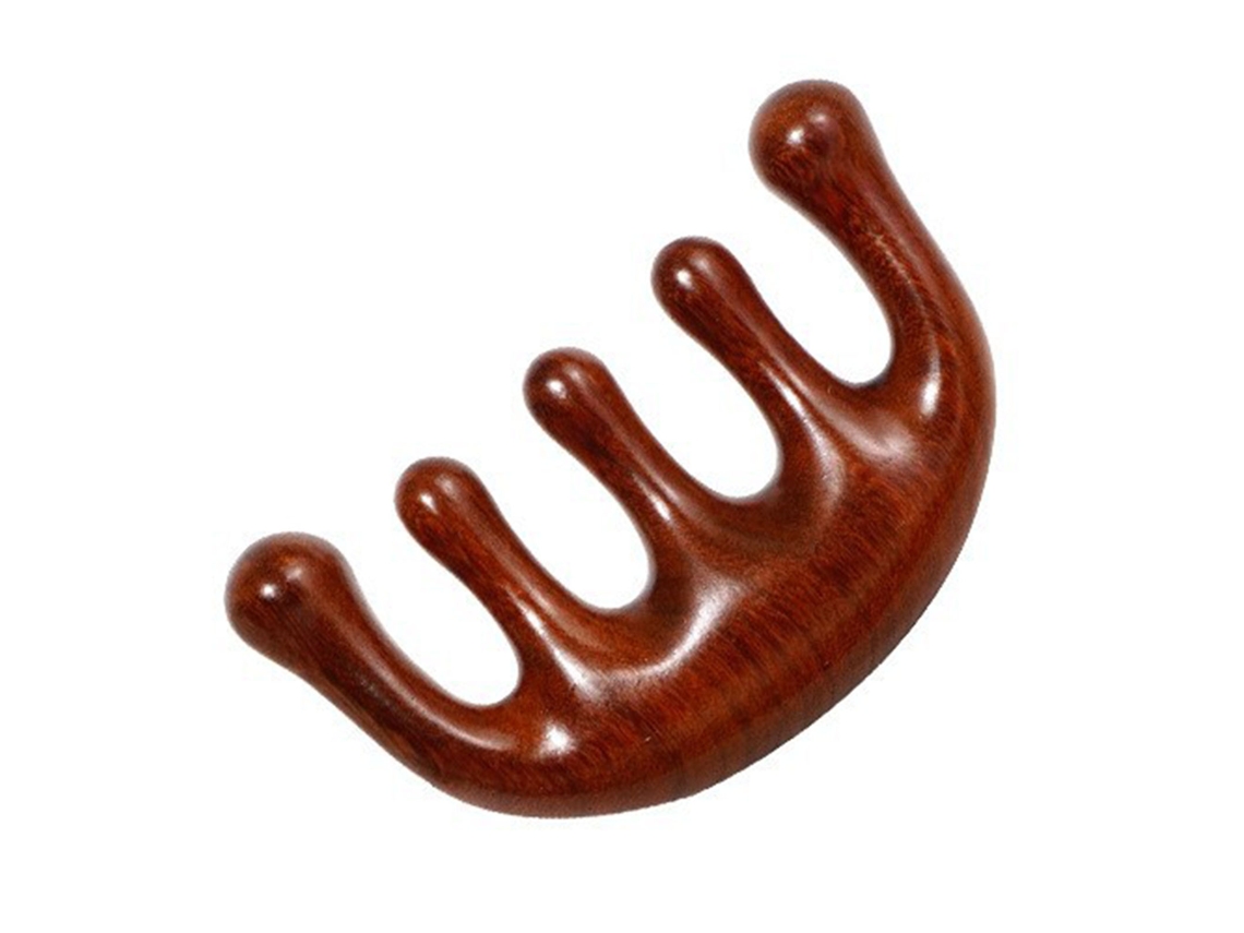 Pente De Massagem De Sândalo Com 5 Dentes Aumentados Aliviar Fadiga Pente Meridiano Massager Cabeça