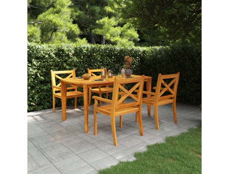 Conjunto 5 de comedor de jardín VIDAXL madera maciza de acacia